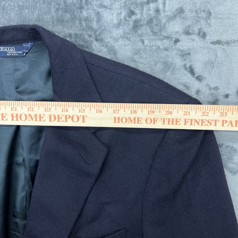 VTG Polo Ralph Lauren Made In USA 46L 100% Camel Hair Sport Coat Blazer Blue - Picture 10 of 15